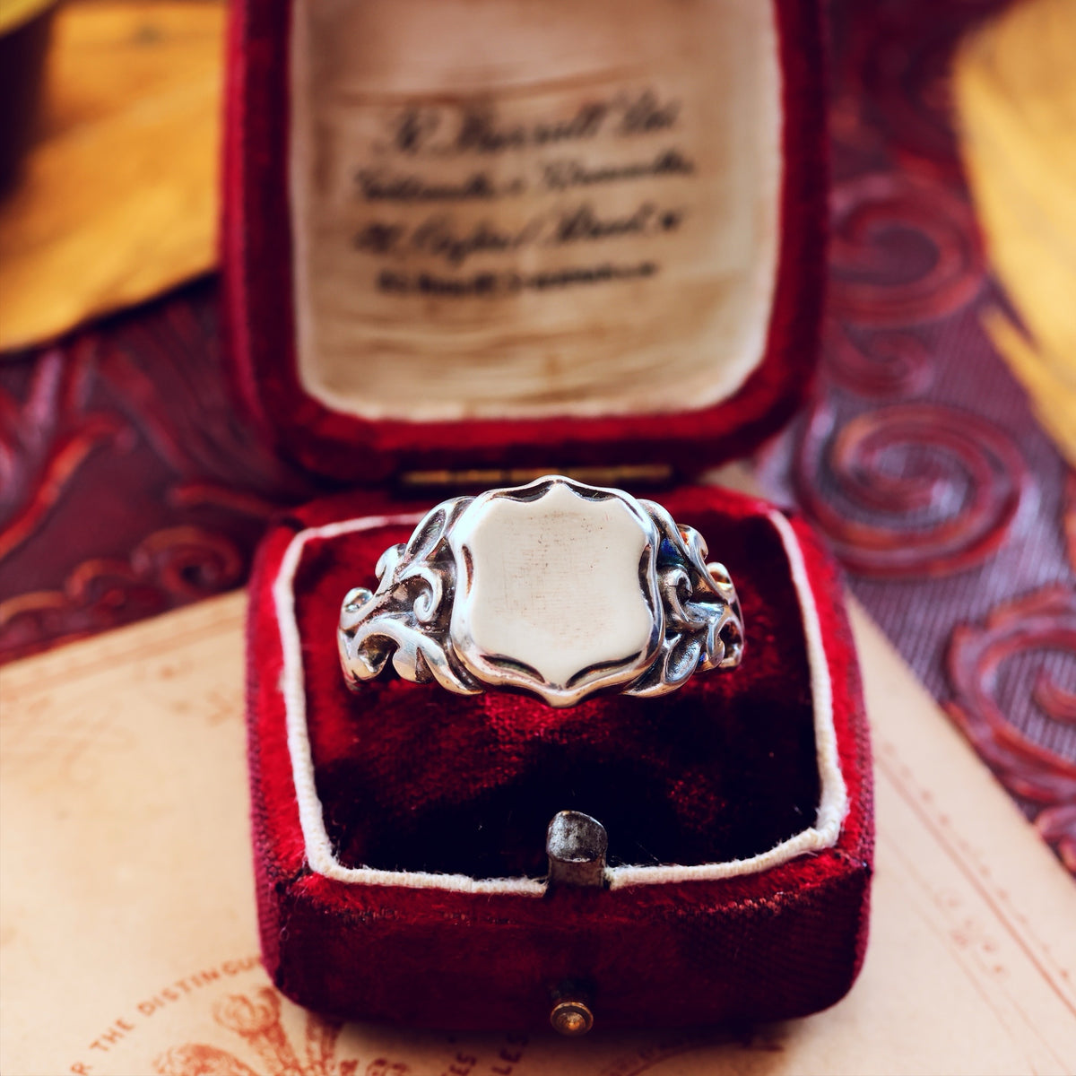 Heavy Gents' Georgianesque Recycled Silver Shield Signet Ring