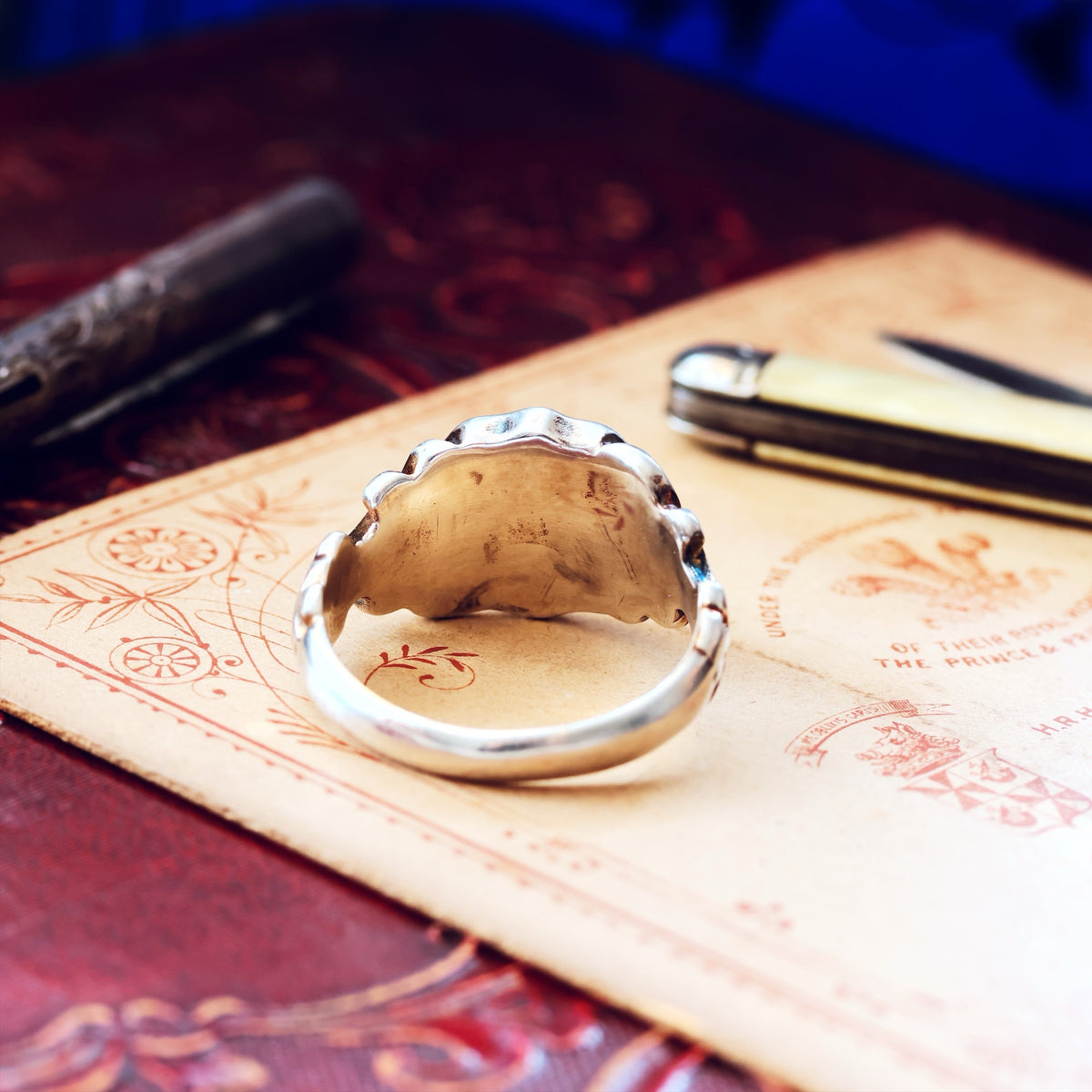 Heavy Gents' Georgianesque Recycled Silver Shield Signet Ring