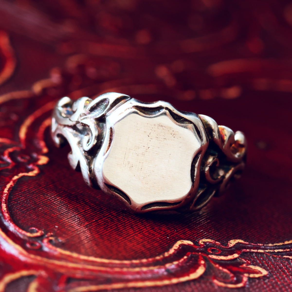 Heavy Gents' Georgianesque Recycled Silver Shield Signet Ring