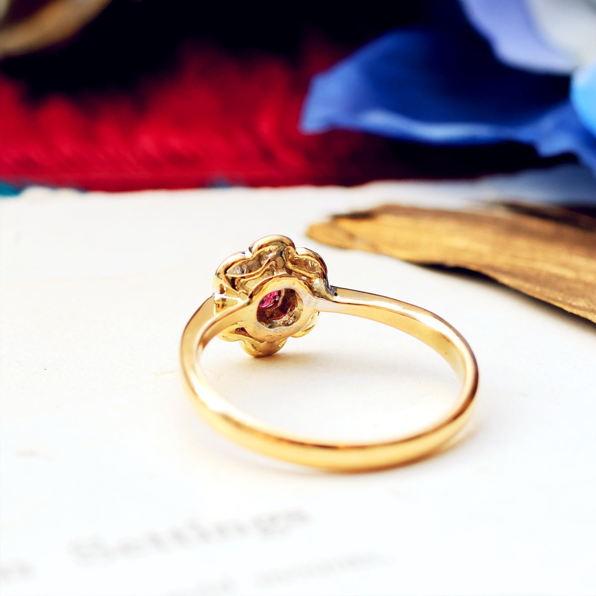 Vintage Ruby & Diamond Daisy Engagement Ring
