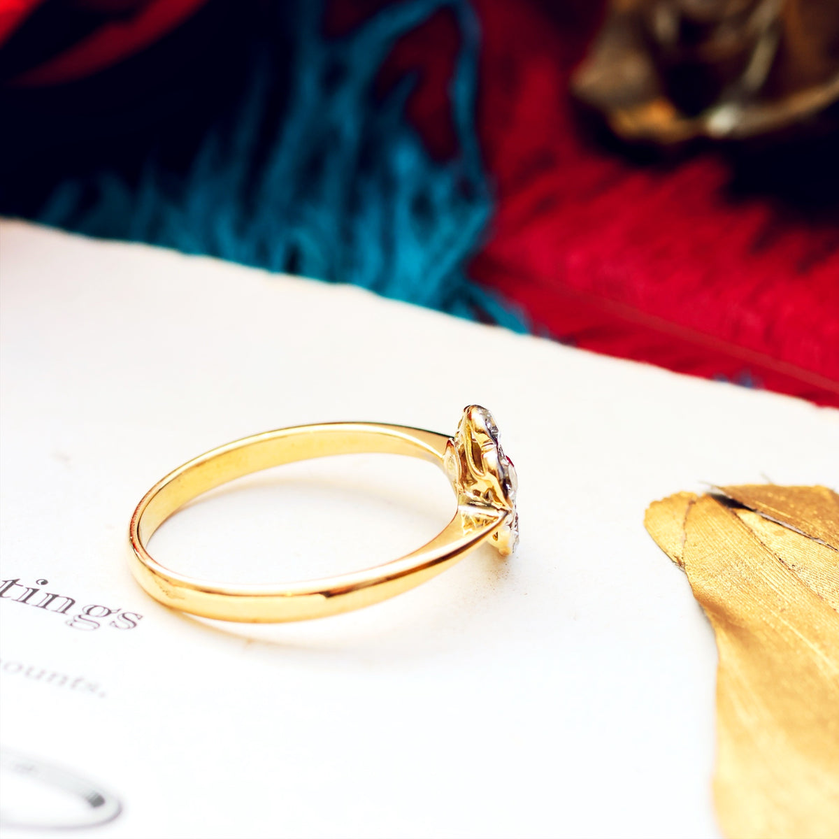 Vintage Ruby & Diamond Daisy Engagement Ring