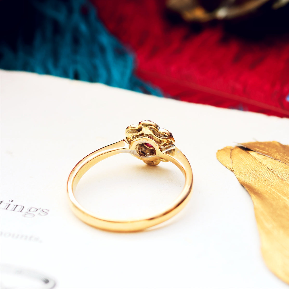 Vintage Ruby & Diamond Daisy Engagement Ring