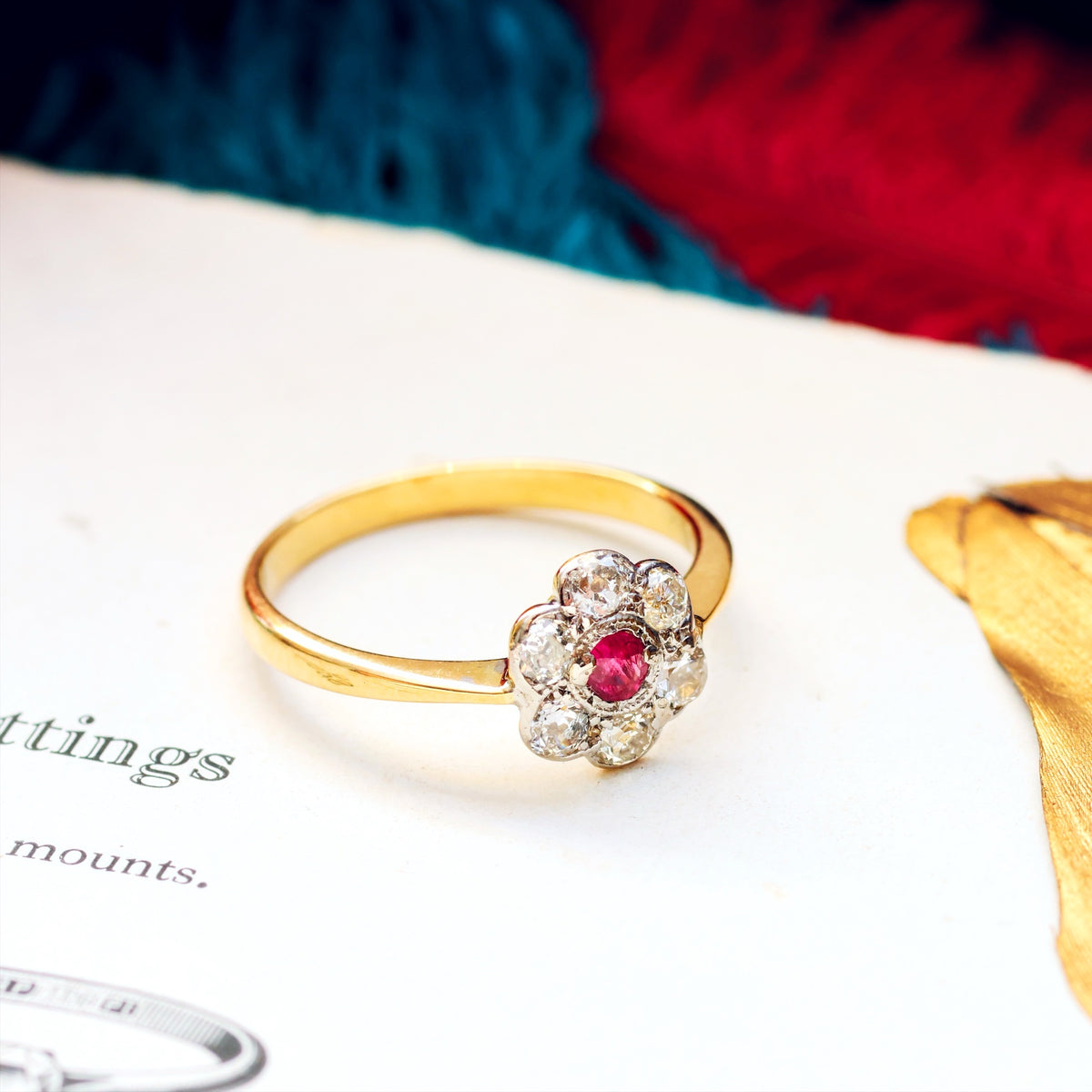 Vintage Ruby & Diamond Daisy Engagement Ring