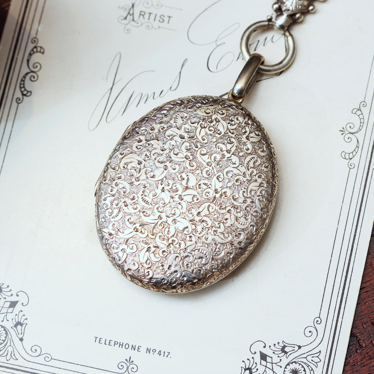 Impressive! Victorian Antique Silver Locket & Collarette
