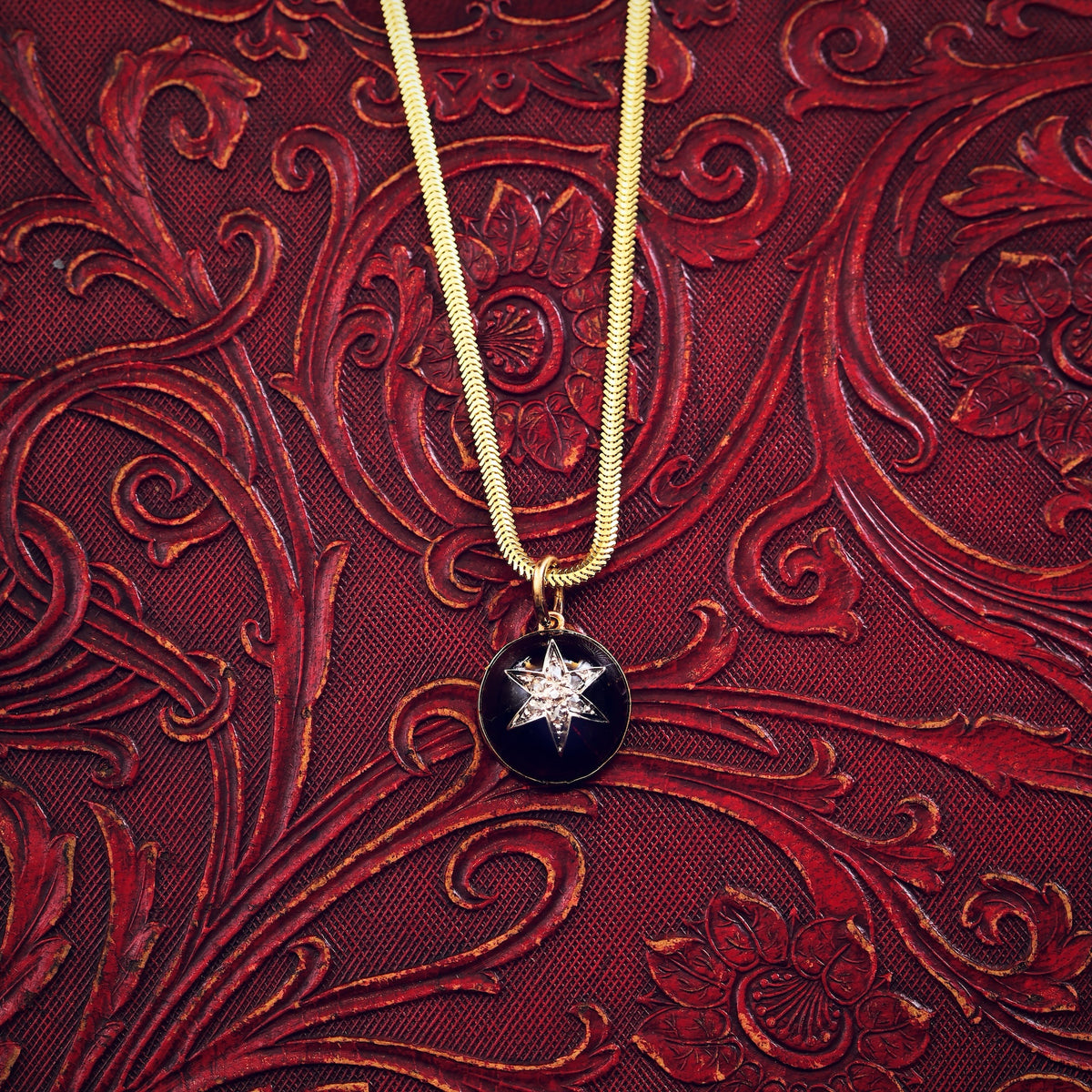 Victorian Carbuncle Garnet Diamond Star Pendant