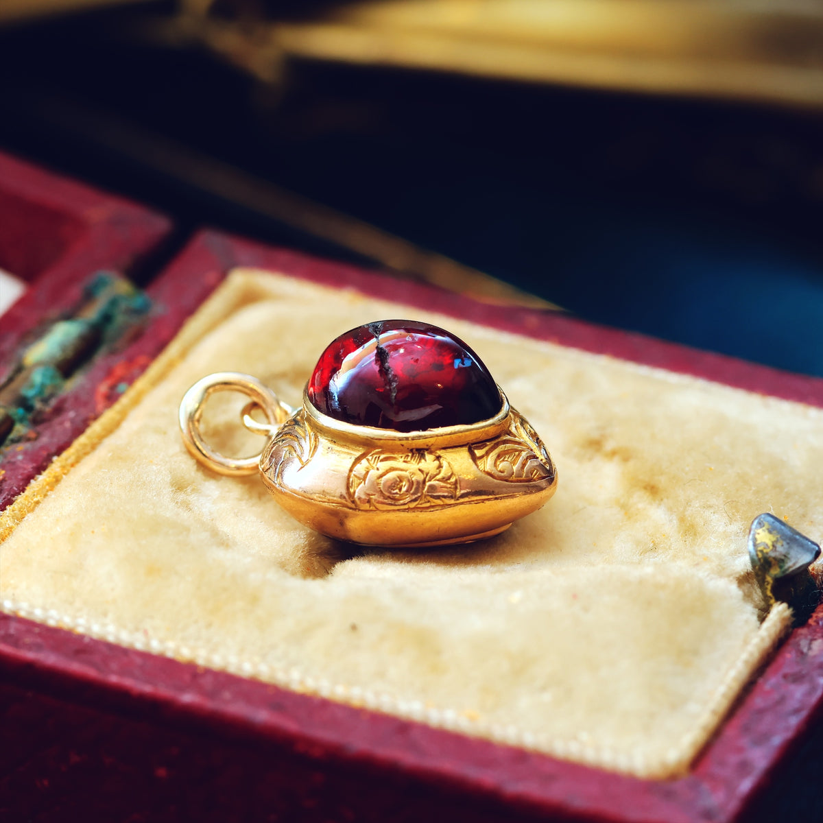 Victorian Gothic Garnet Heart Pendant