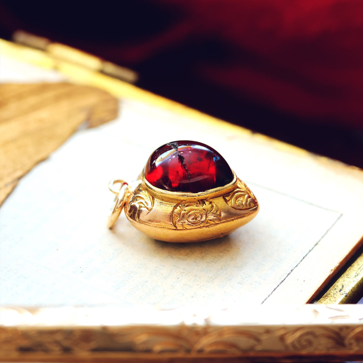 Victorian Gothic Garnet Heart Pendant