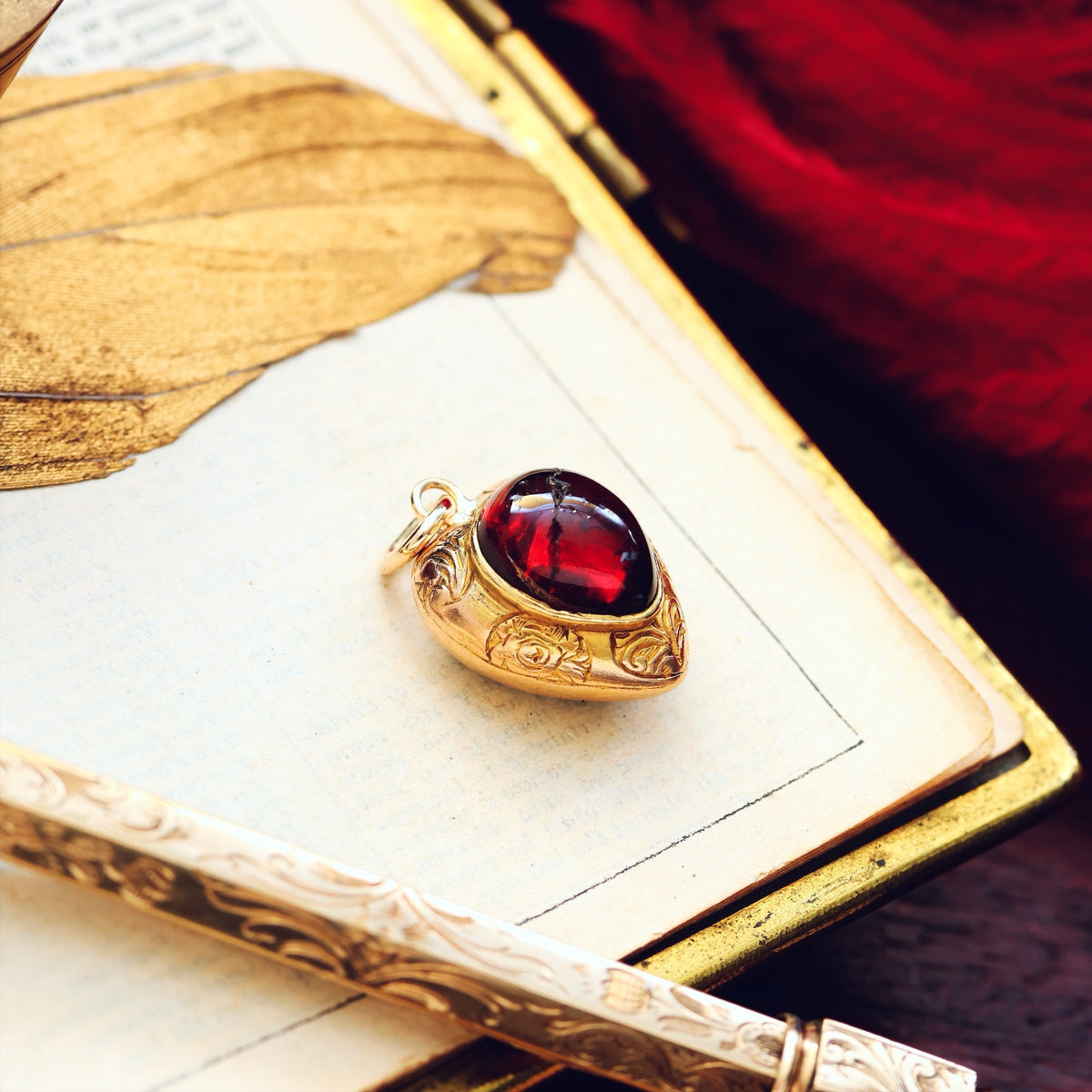 Victorian Gothic Garnet Heart Pendant