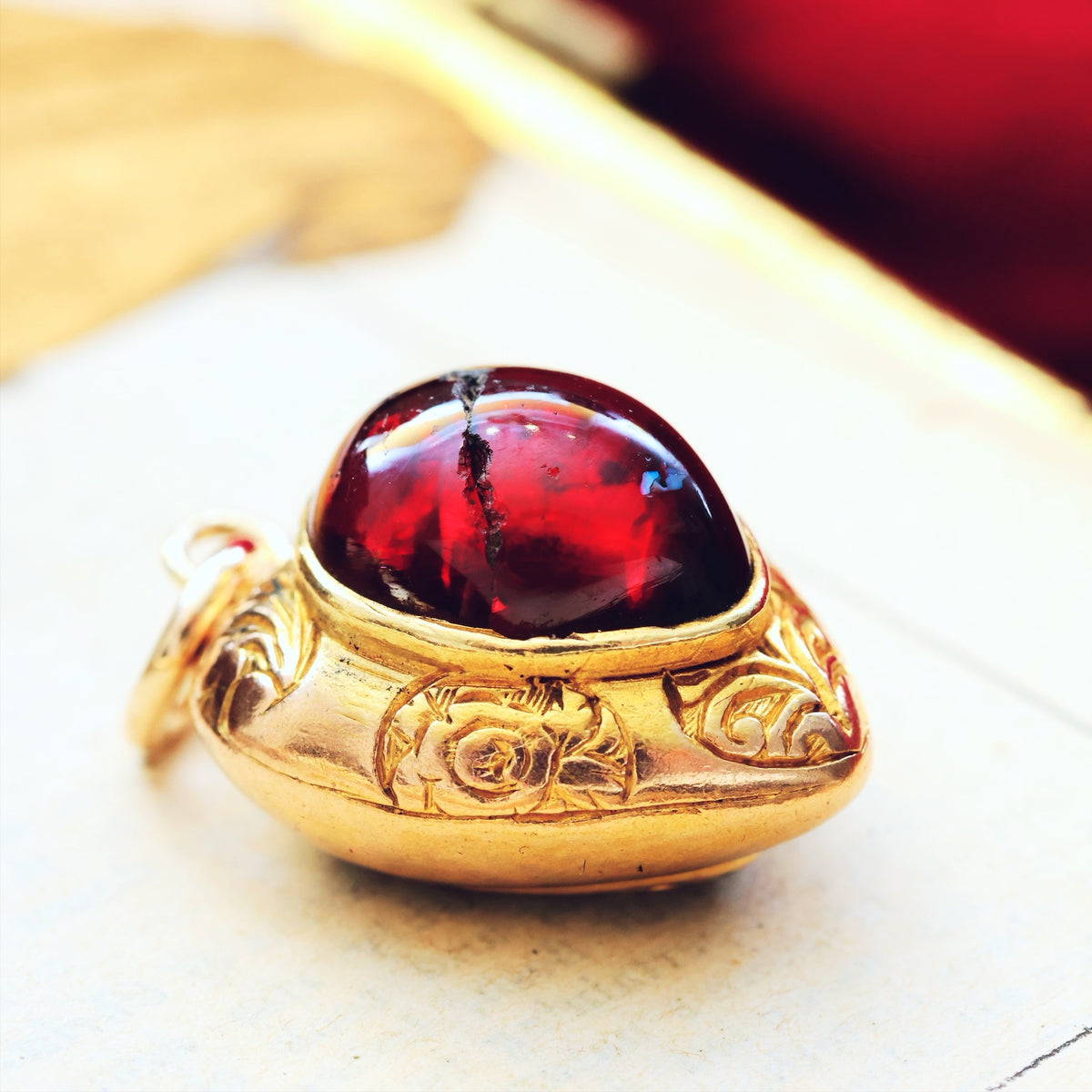 Victorian Gothic Garnet Heart Pendant