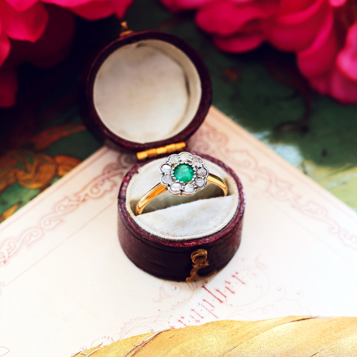 Spring Favourite! Vintage Emerald & Diamond Engagement Ring