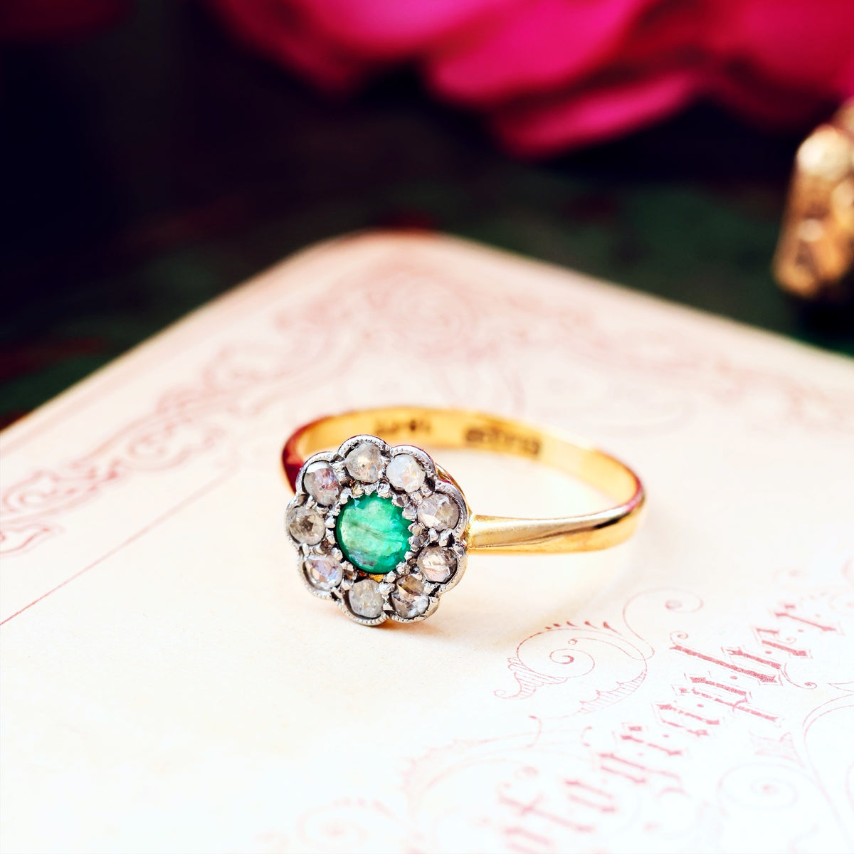 Spring Favourite! Vintage Emerald & Diamond Engagement Ring