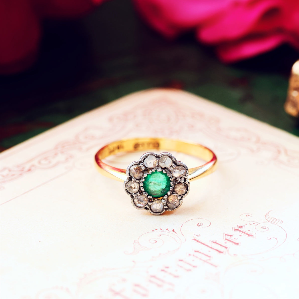 Spring Favourite! Vintage Emerald & Diamond Engagement Ring
