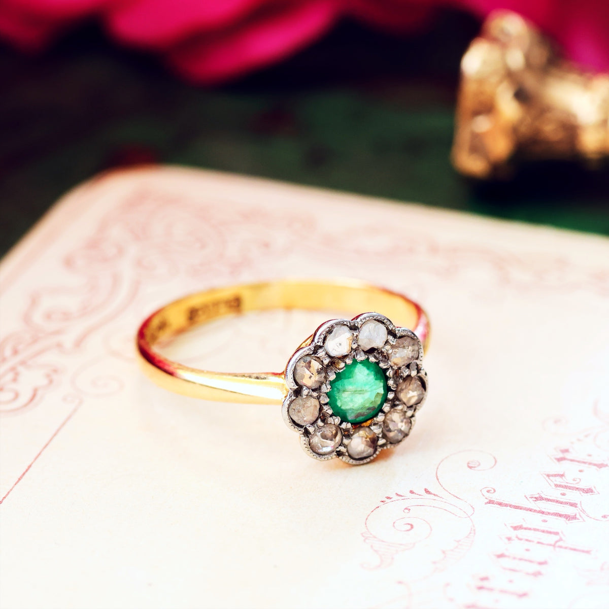Spring Favourite! Vintage Emerald & Diamond Engagement Ring