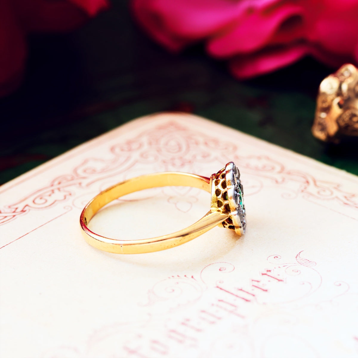 Spring Favourite! Vintage Emerald & Diamond Engagement Ring