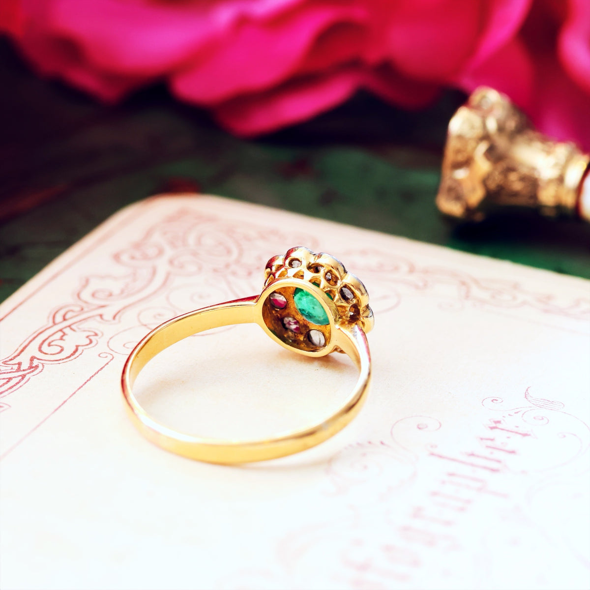Spring Favourite! Vintage Emerald & Diamond Engagement Ring