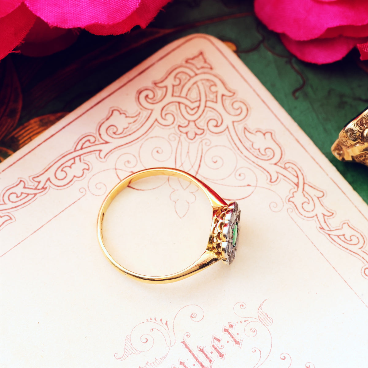 Spring Favourite! Vintage Emerald & Diamond Engagement Ring