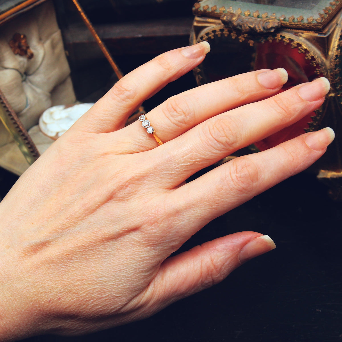 Vintage 1920's Diamond Trilogy Engagement Ring