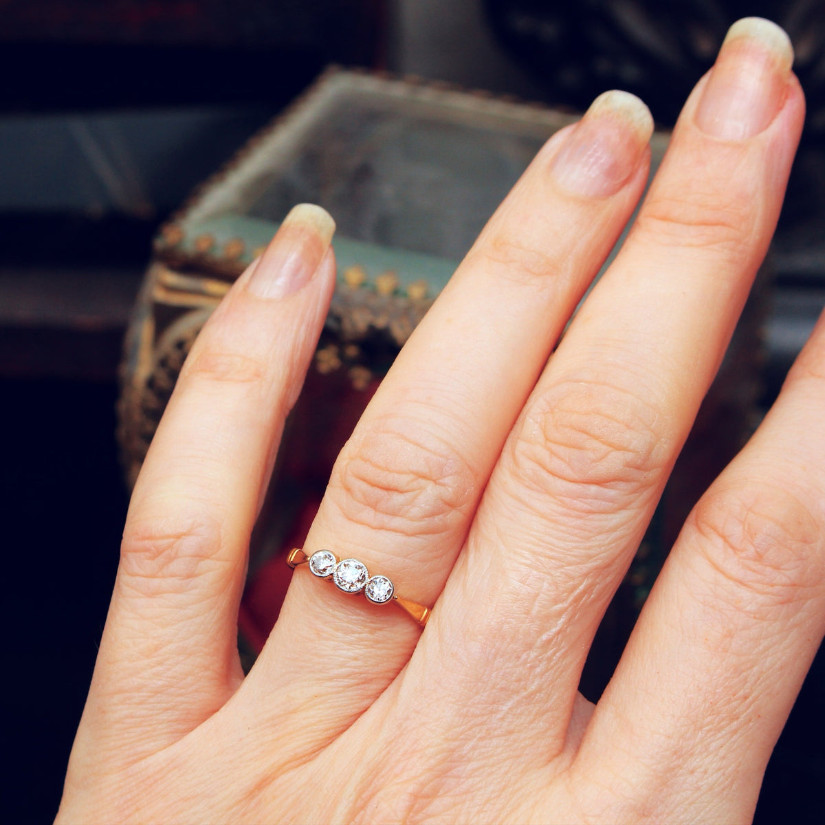 Vintage 1920's Diamond Trilogy Engagement Ring