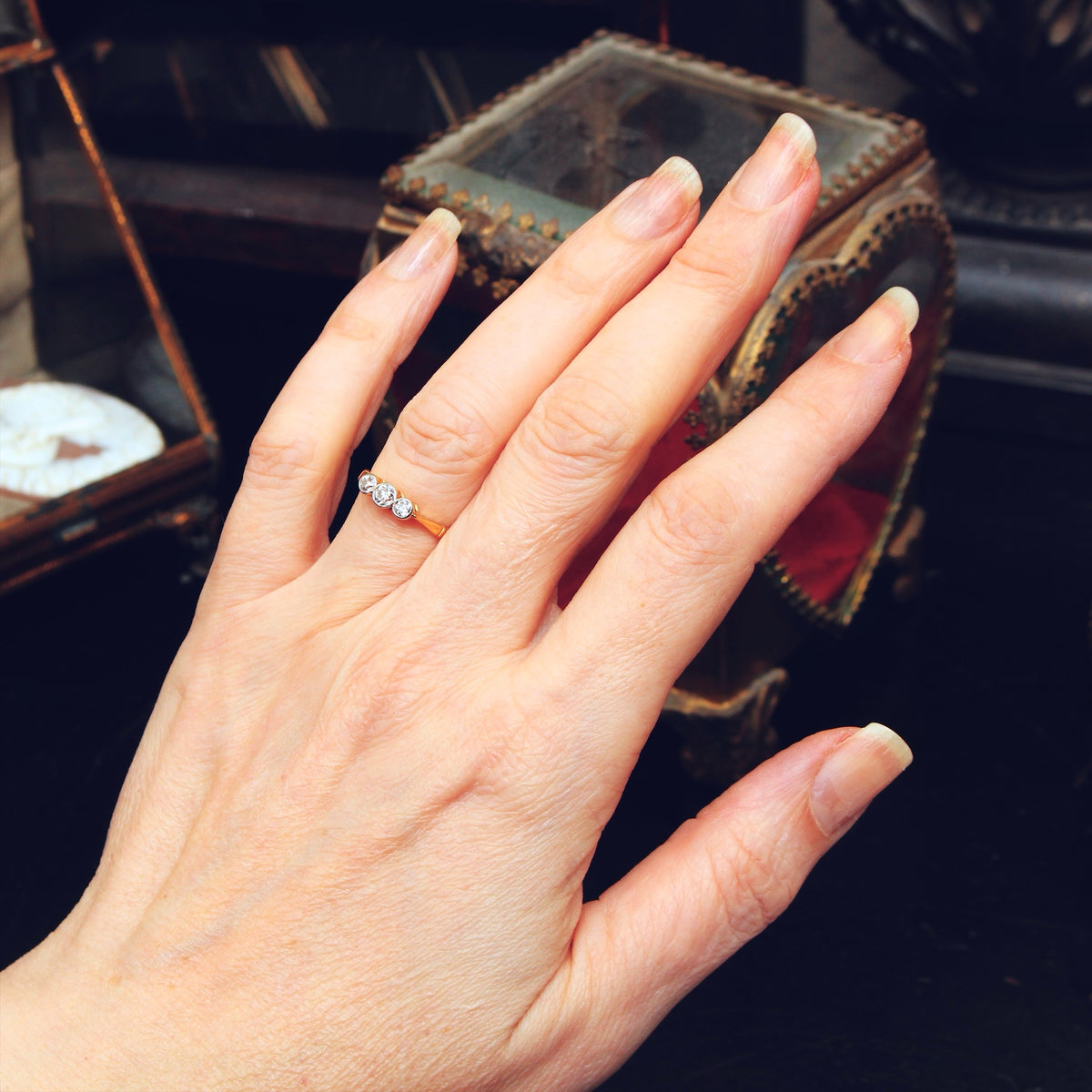 Vintage 1920's Diamond Trilogy Engagement Ring