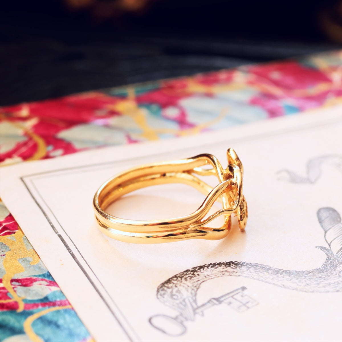 Beauteous 18ct Gold Diamond Double Snake Ring