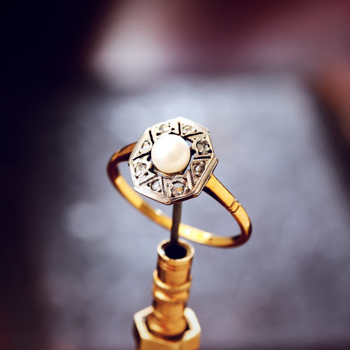 Dainty Vintage 1920's Pearl & Diamond Dress Ring