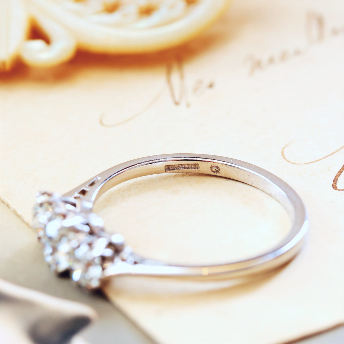 Sublime Quality 1930's Platinum Diamond Trilogy Engagement Ring