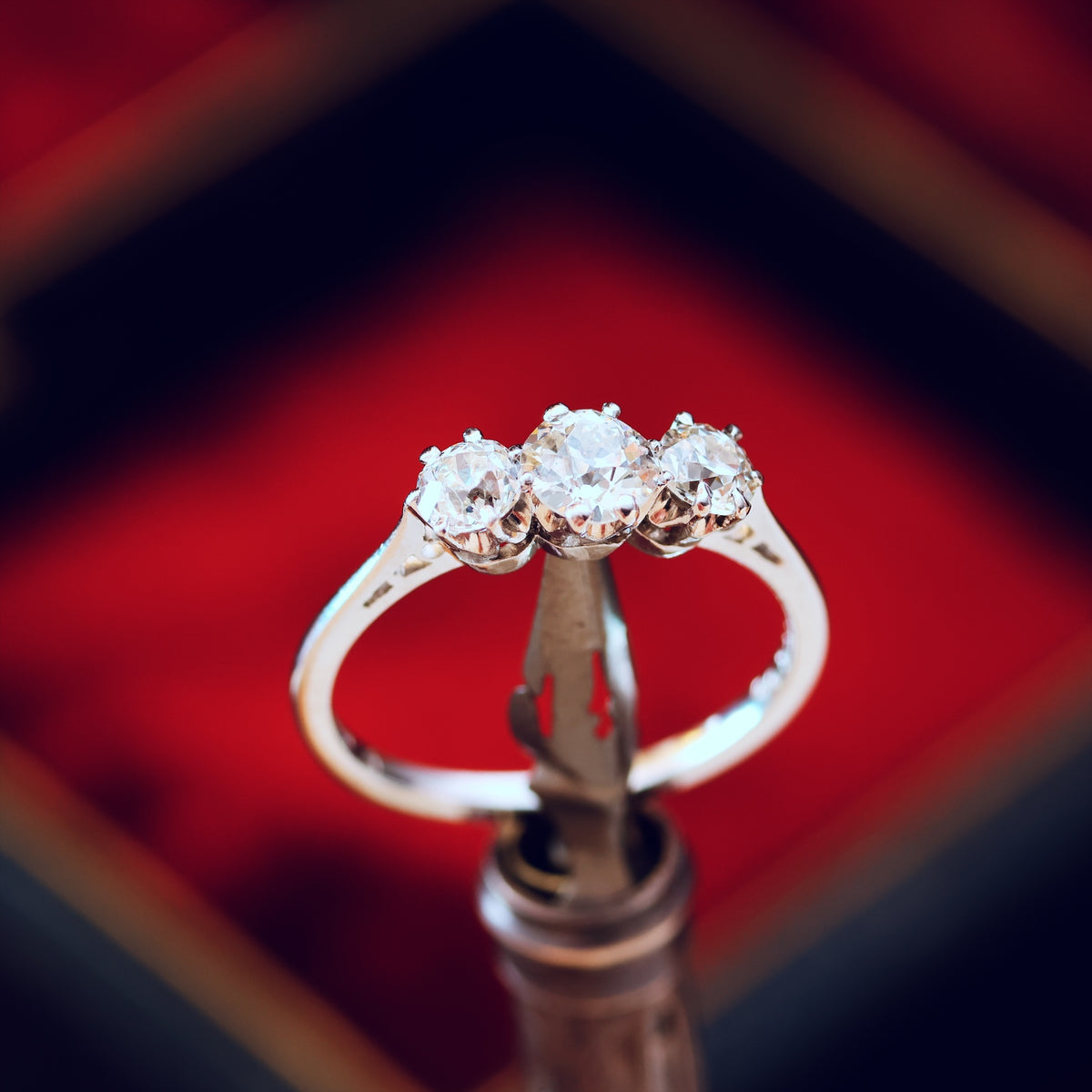 Sublime Quality 1930's Platinum Diamond Trilogy Engagement Ring