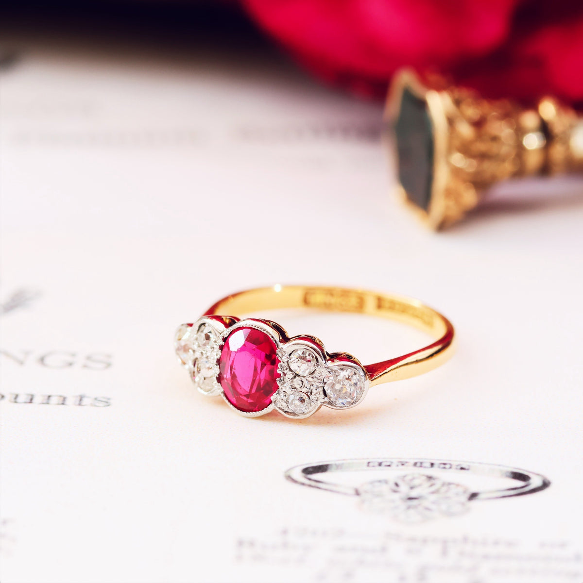 Vintage 1930's Ruby & Diamond Engagement Ring