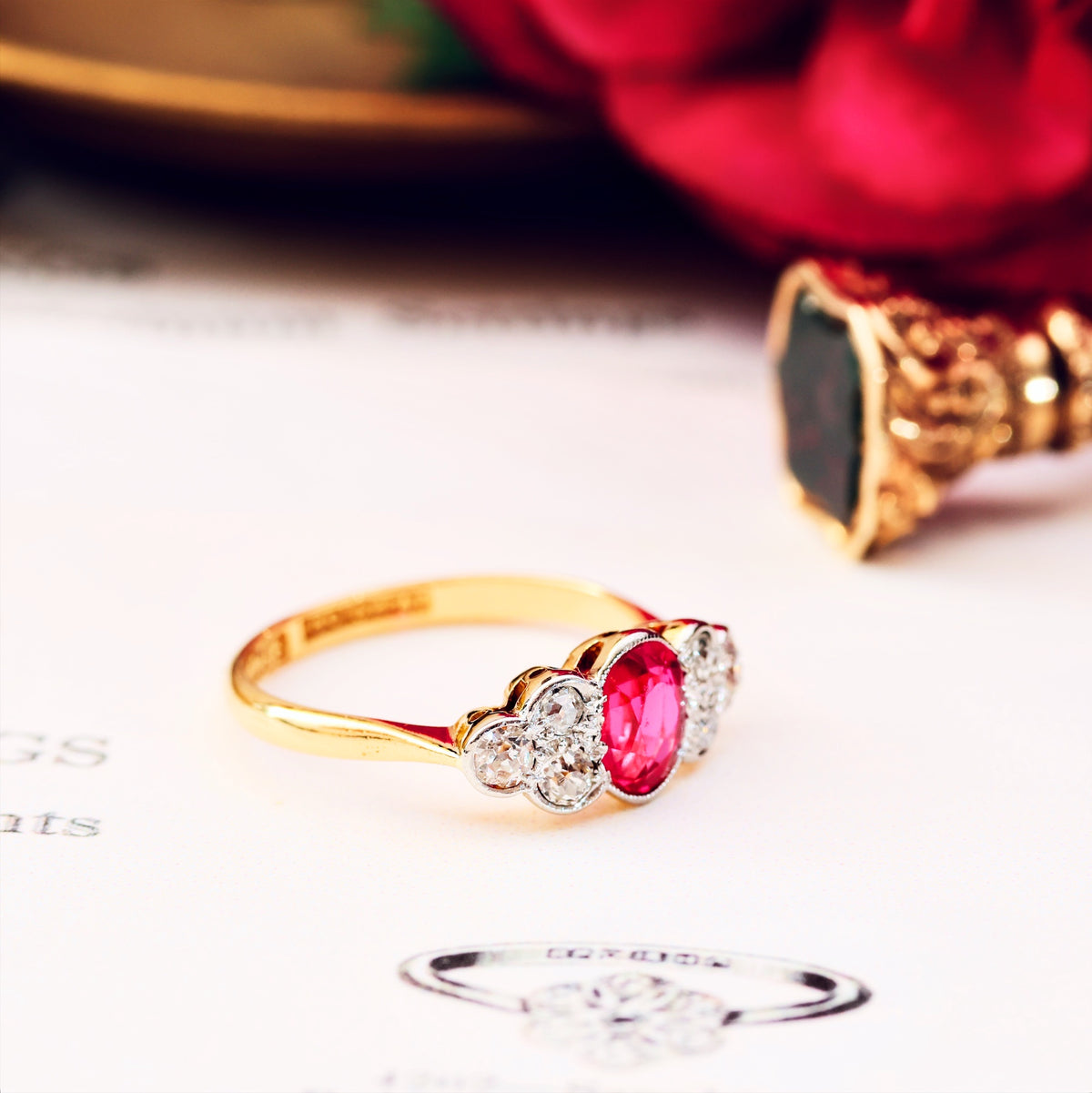 Vintage 1930's Ruby & Diamond Engagement Ring