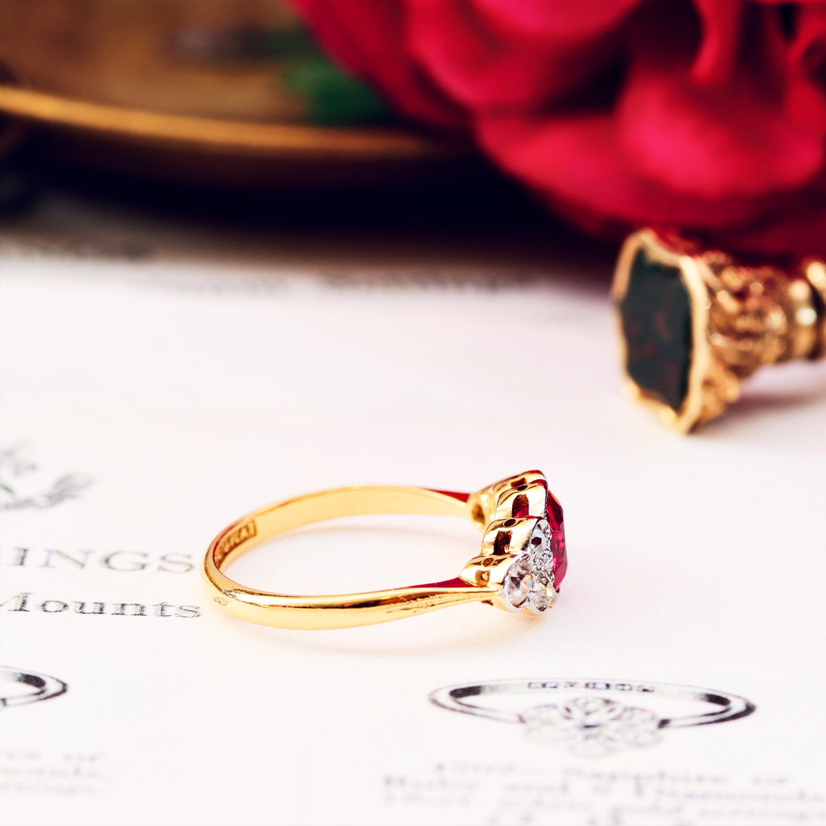 Vintage 1930's Ruby & Diamond Engagement Ring