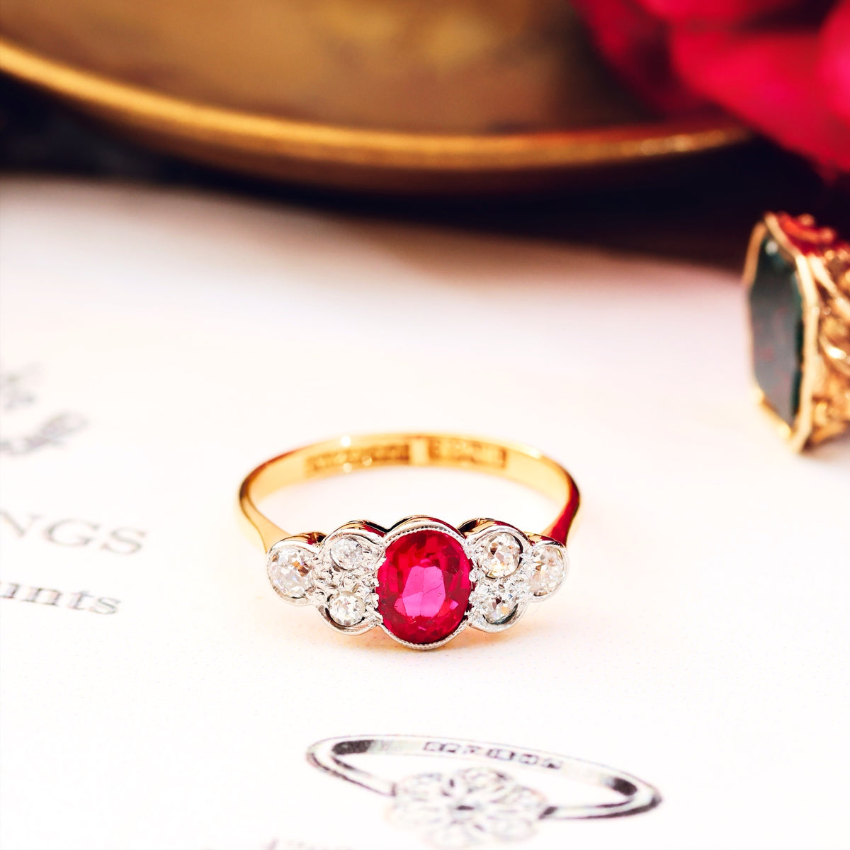 Vintage 1930's Ruby & Diamond Engagement Ring