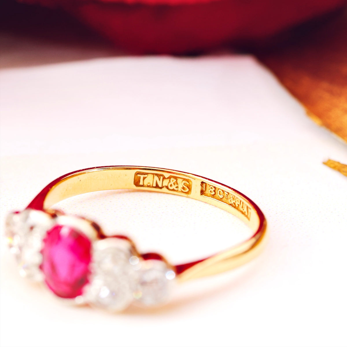 Vintage 1930's Ruby & Diamond Engagement Ring