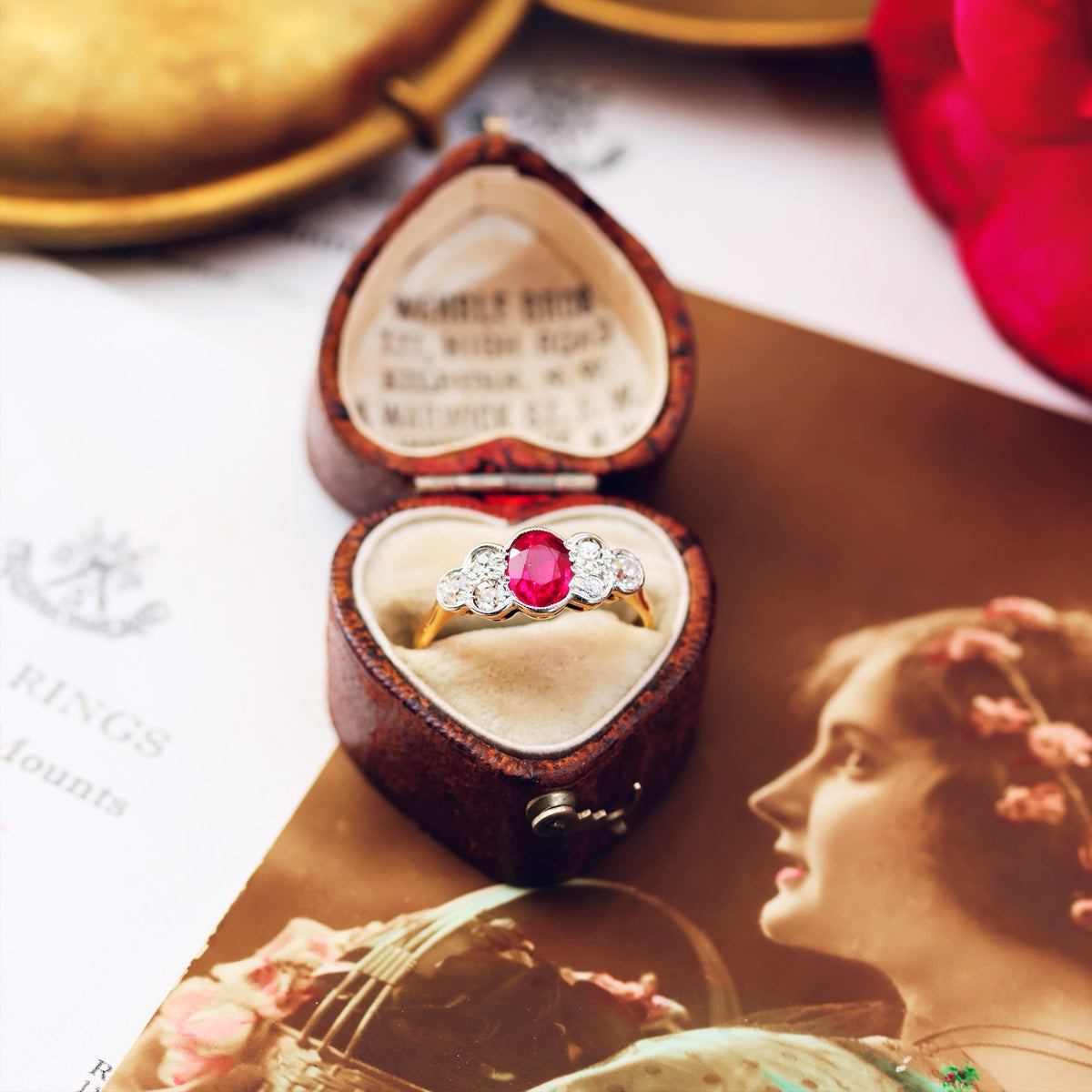 Vintage 1930's Ruby & Diamond Engagement Ring