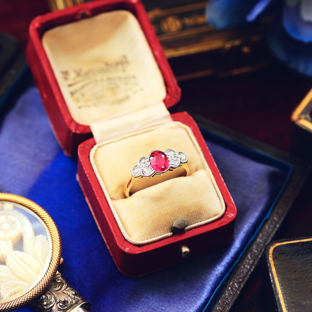 Vintage 1930's Ruby & Diamond Engagement Ring