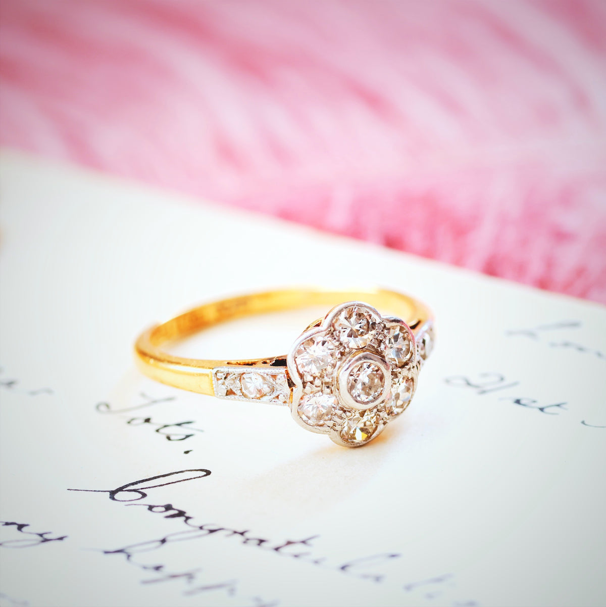 Vintage 1940's Diamond Daisy Engagement Ring