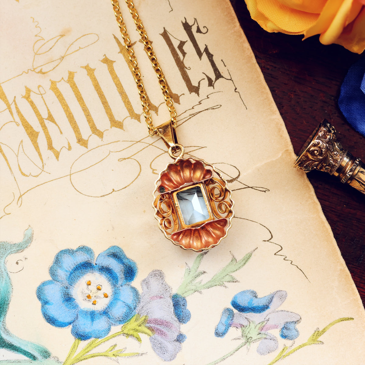 Vintage 1940's Russian Synthetic Spinel Pendant