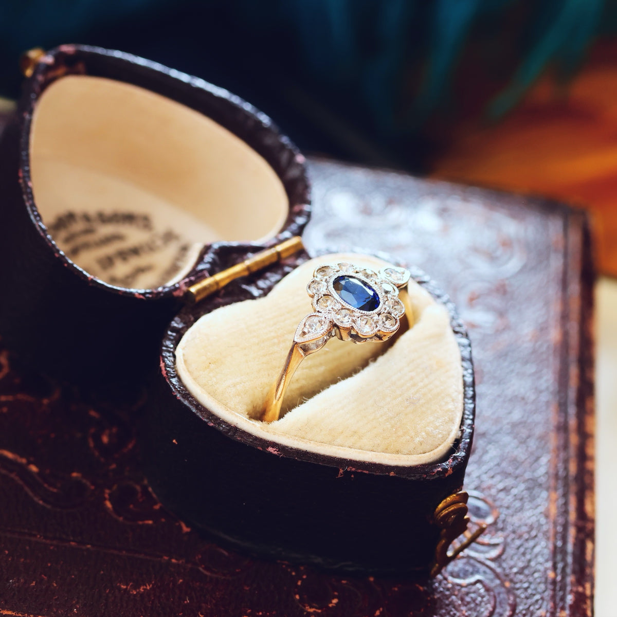Vintage 1940's Sapphire & Rock Crystal Cluster Ring