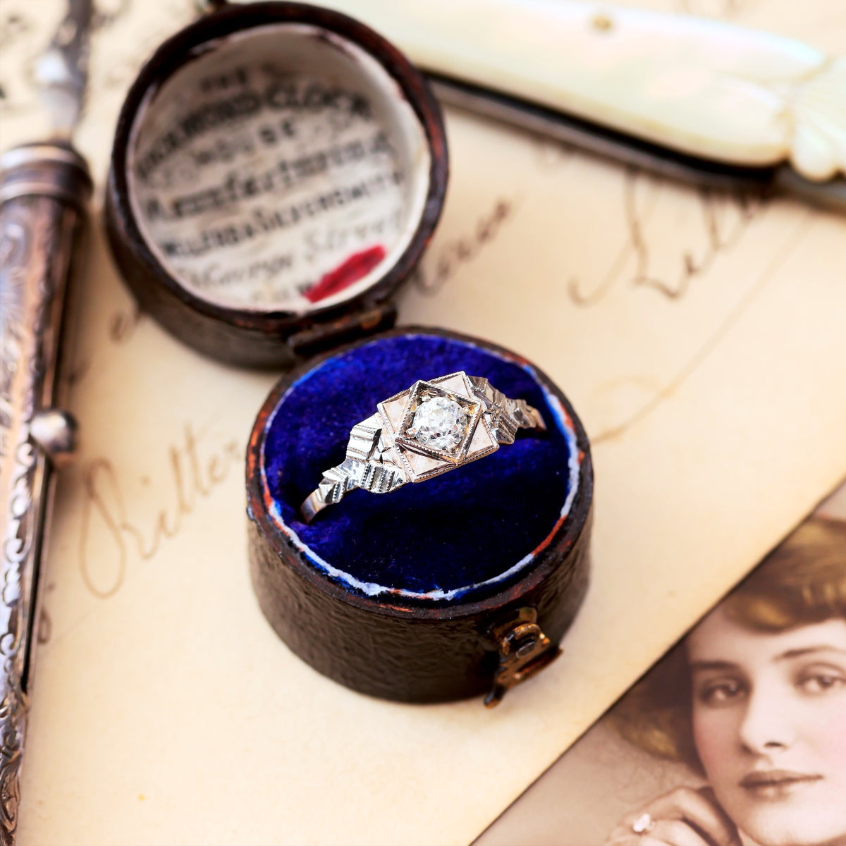 Vintage 1950's Art Deco Diamond Solitaire Engagement Ring