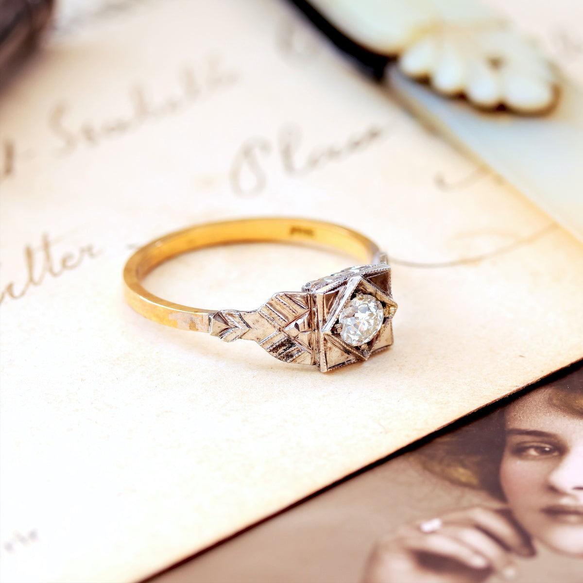 Vintage 1950's Art Deco Diamond Solitaire Engagement Ring