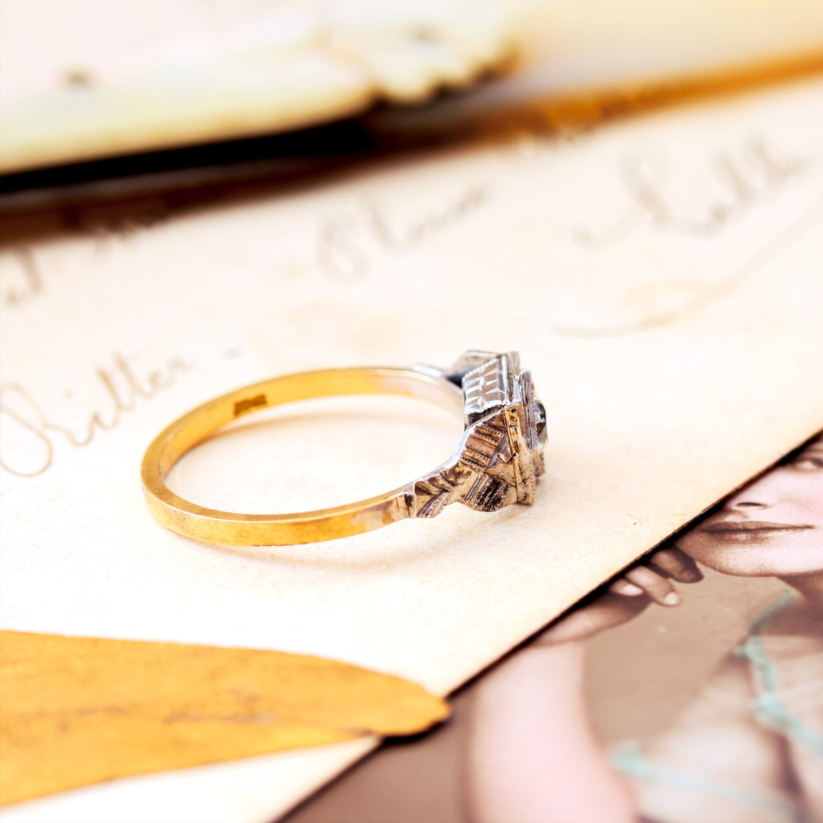 Vintage 1950's Art Deco Diamond Solitaire Engagement Ring