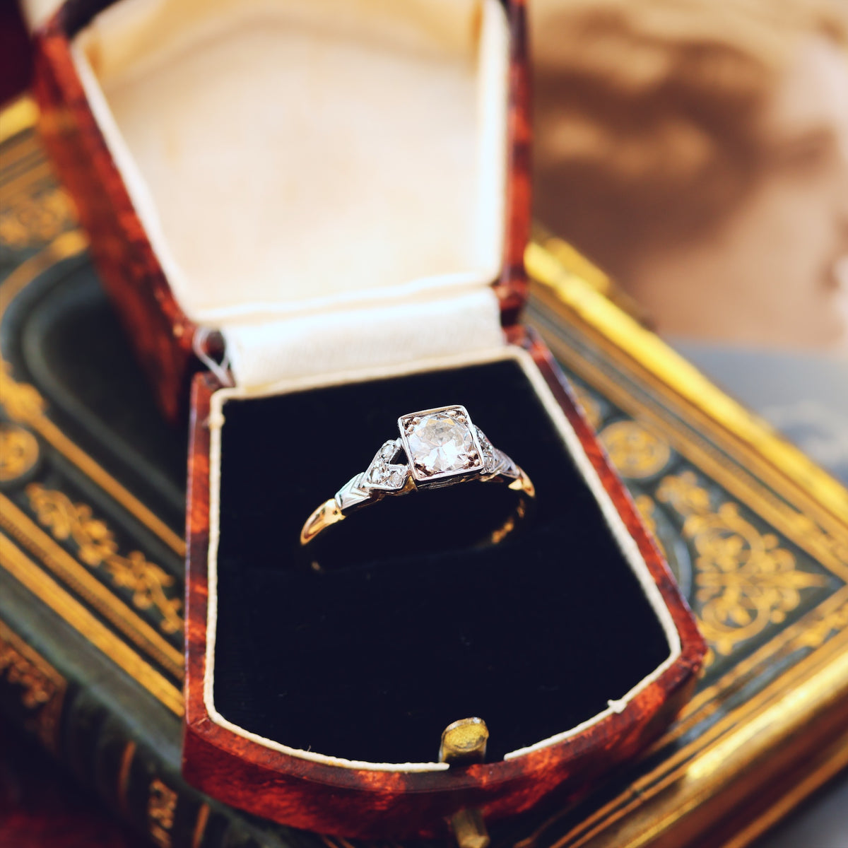 Vintage 1950's Art Deco Diamond Solitaire Engagement Ring