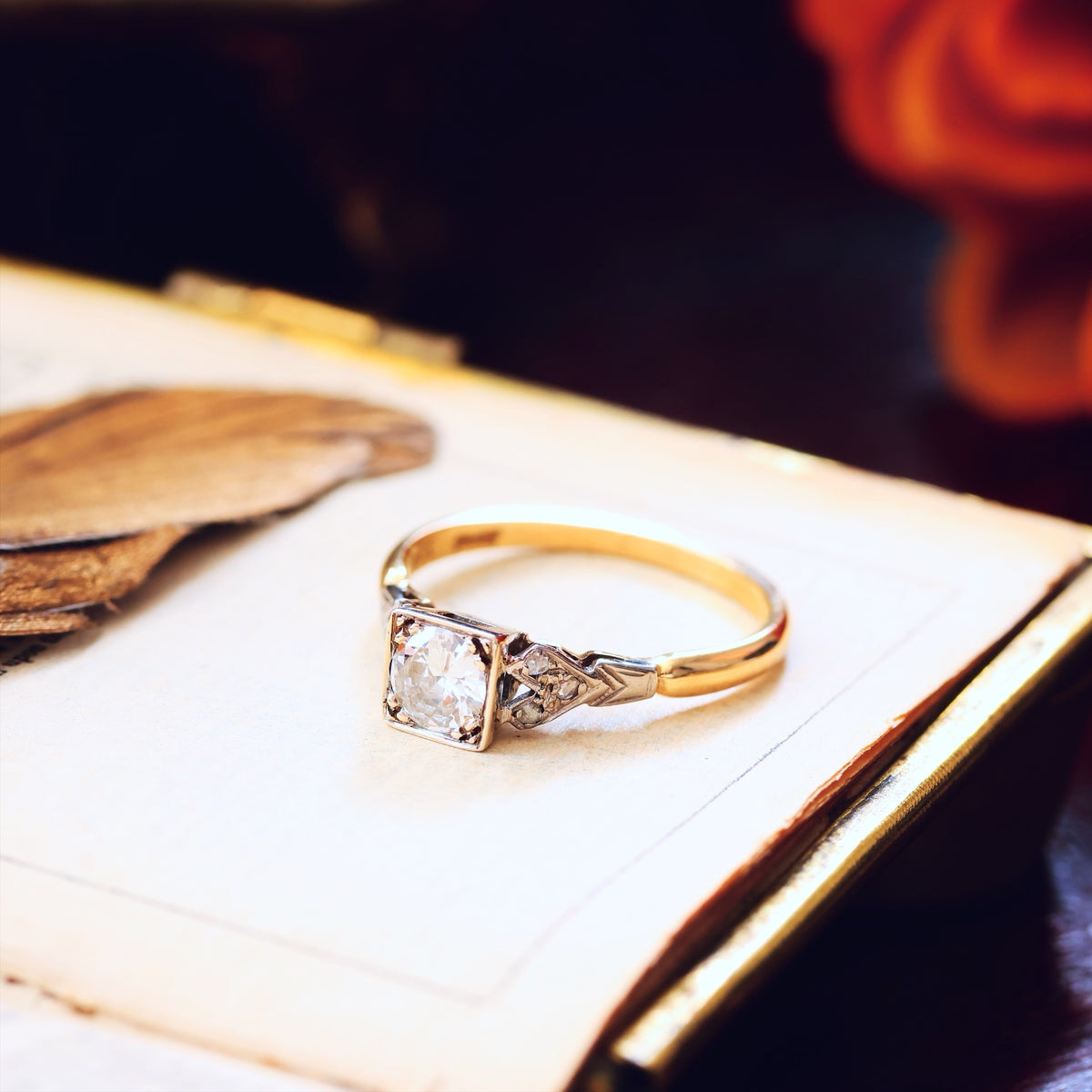 Vintage 1950's Art Deco Diamond Solitaire Engagement Ring