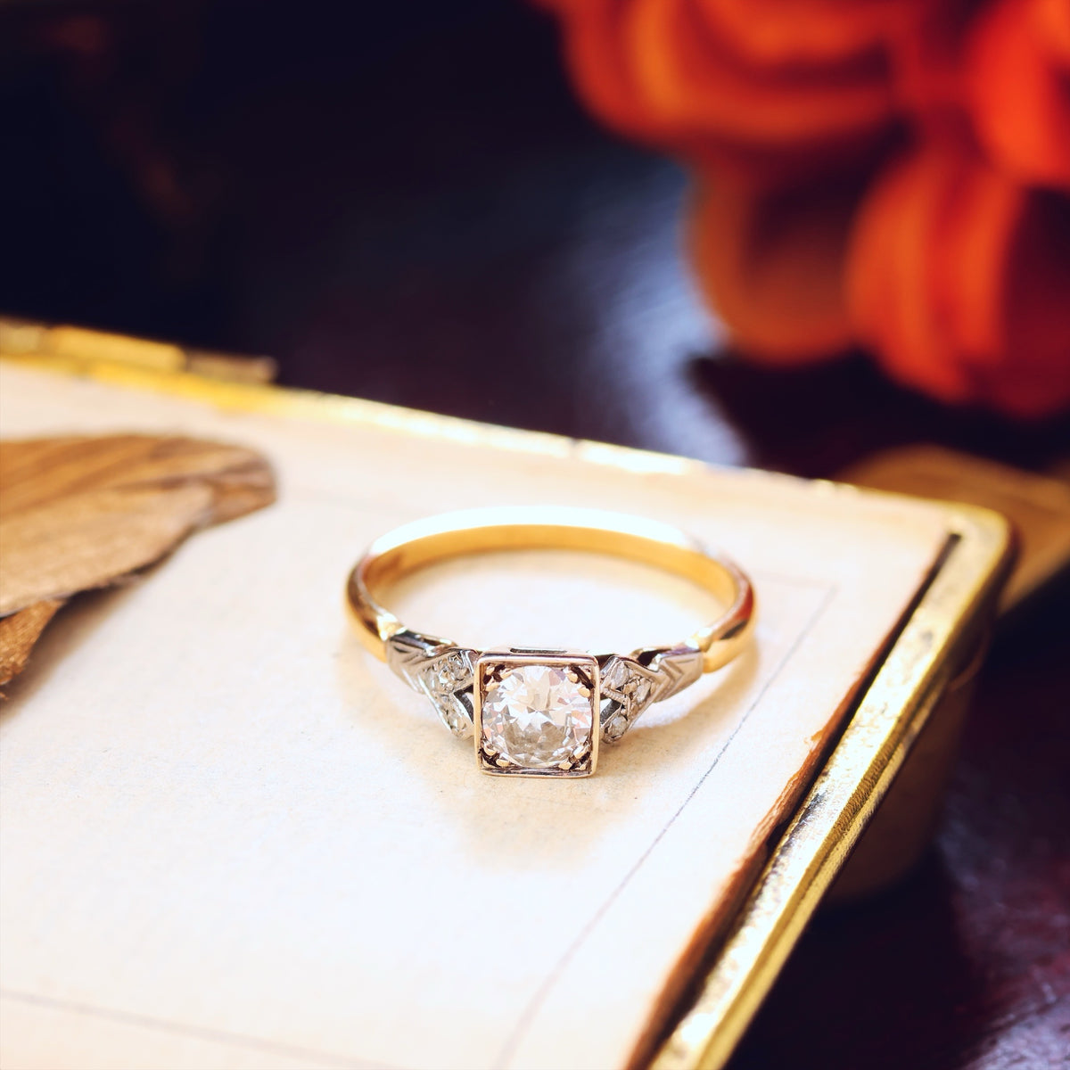 Vintage 1950's Art Deco Diamond Solitaire Engagement Ring