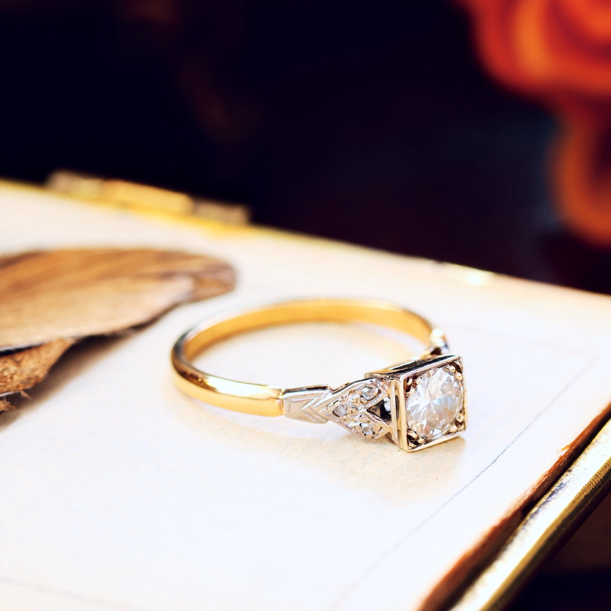 Vintage 1950's Art Deco Diamond Solitaire Engagement Ring