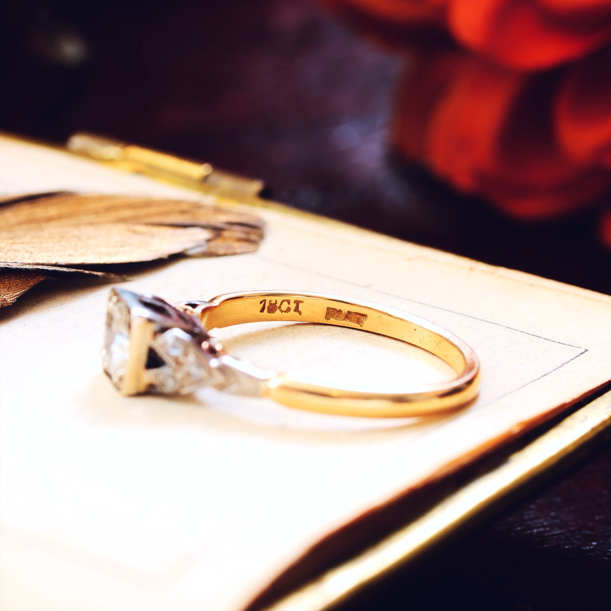 Vintage 1950's Art Deco Diamond Solitaire Engagement Ring