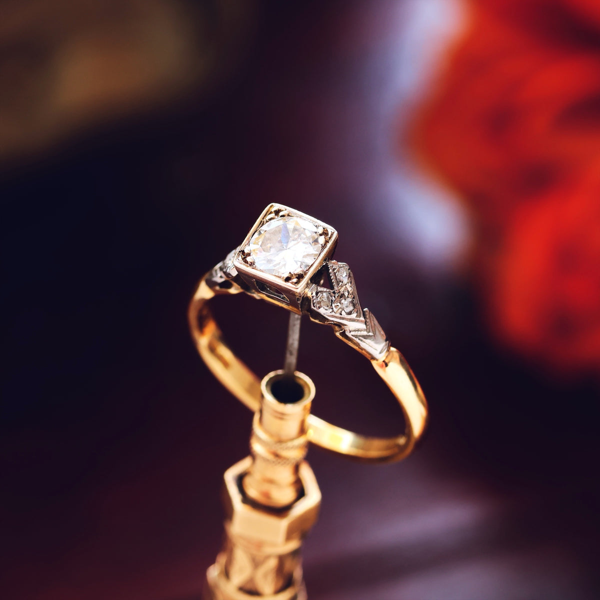 Vintage 1950's Art Deco Diamond Solitaire Engagement Ring