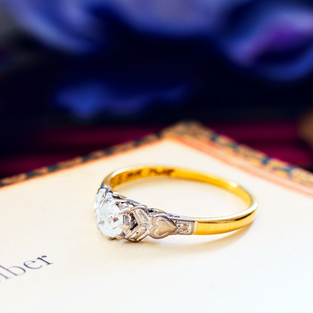 Vintage 1950's hand Cut Diamond Engagement Ring