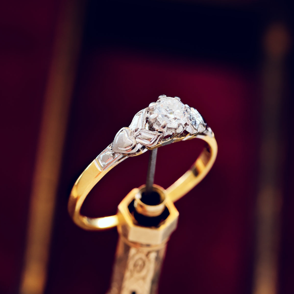 Vintage 1950's hand Cut Diamond Engagement Ring