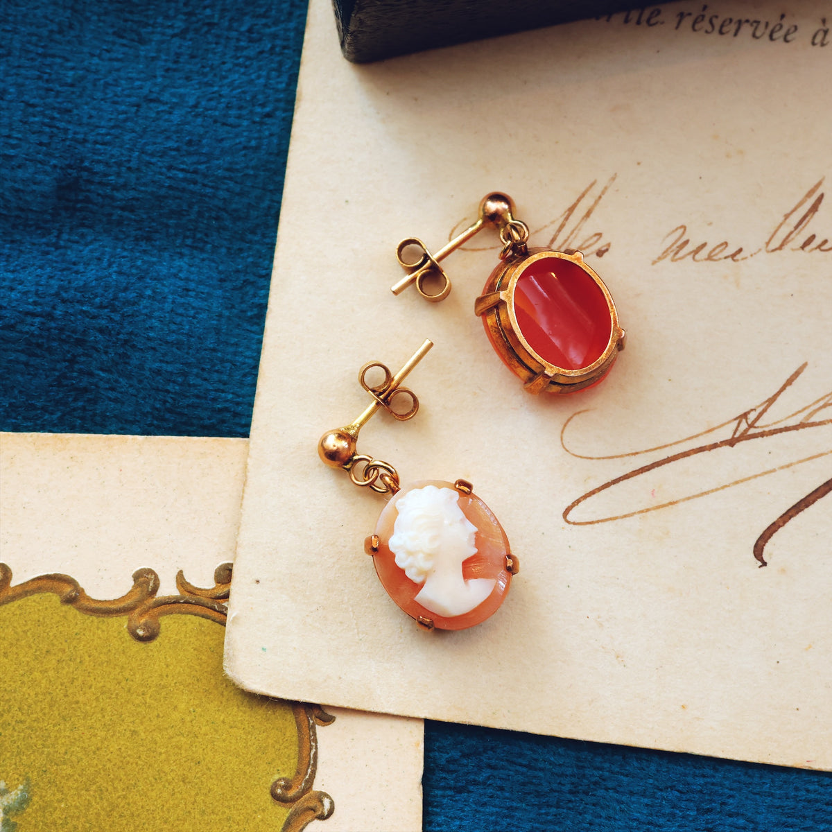 Vintage 1960's Shell Cameo Earrings