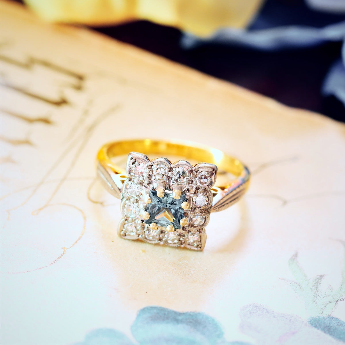 Fancy 1970's Floriate Sapphire & Diamond Dress Ring
